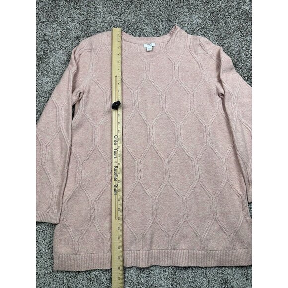 J. Jill Pink Textured Tunic Sweater M Soft Cotton Knit Pullover Side‎ Slit Cozy - Picture 2 of 10